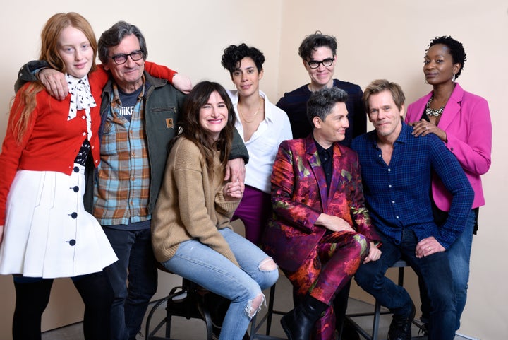 Actors India Menuez, Griffin Dunne, Kathryn Hahn, Roberta Colindrez, writer/producer Sarah Gubbins, director Jill Soloway, actors Kevin Bacon and Lily Mojekwu from the series 'I Love Dick' pose for a portrait in the WireImage Portrait Studio presented by DIRECTV during the 2017 Sundance Film Festival on January 22, 2017 in Park City, Utah.