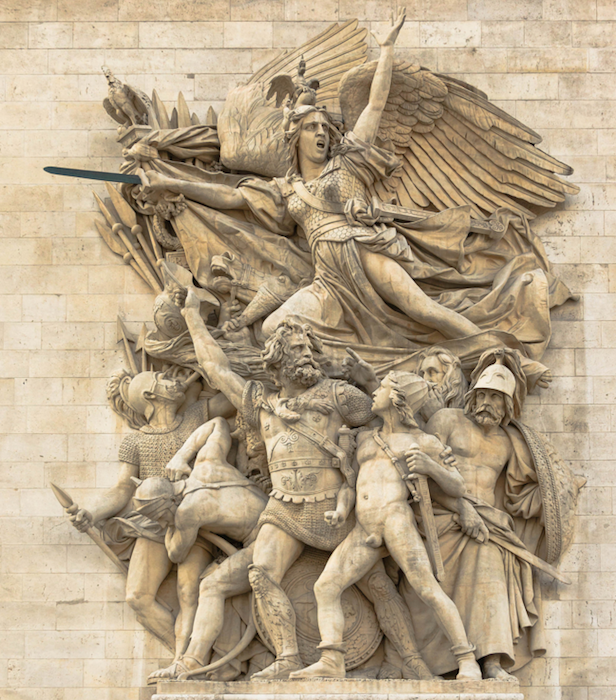 La Marseillaise (The Departure of the Volunteers of 1792), François Rude, marble frieze, Arc de Triomphe de l'Etoile, Paris, France.