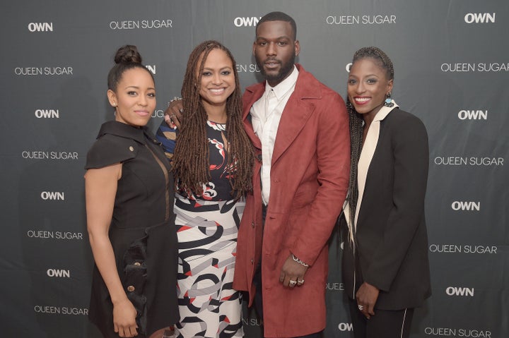 Ava DuVernay, pictured second from left with some of the cast of "Queen Sugar," said she and her writers will continue to explore Blue and his doll as he gets older.