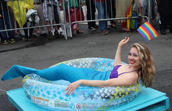 A lovely lady poses as a captured Mermaid in the 2017 Coney Island Mermaid Parade
