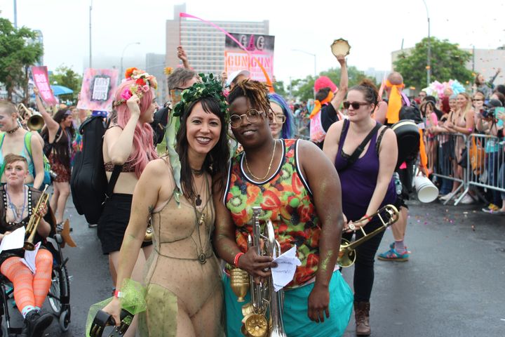 Two of our friends lead the Gays Against Guns marchers in the 2017 Mermaid Parade