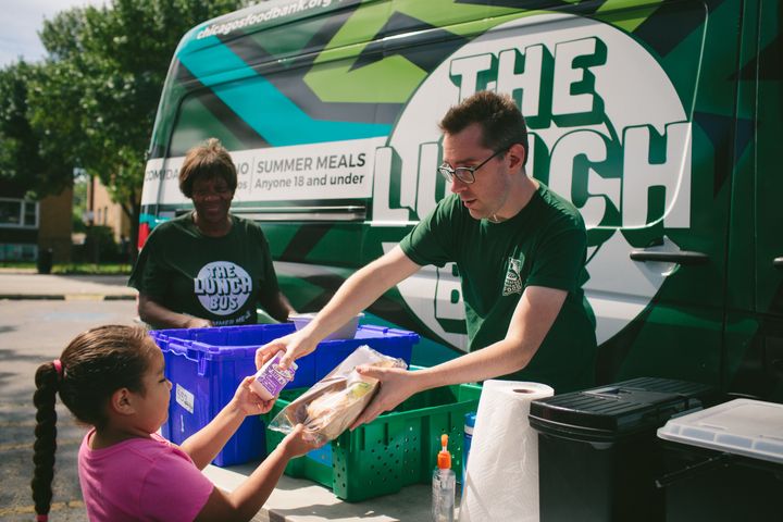 The Greater Chicago Food Depository’s Lunch Bus program distributes summer meals in Cook County, Illinois.
