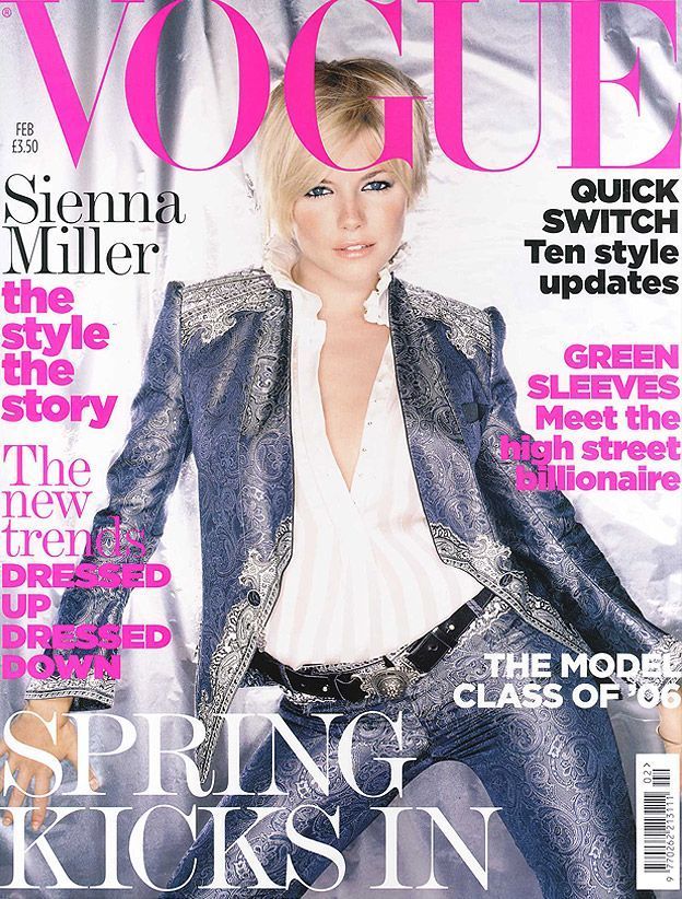 Sienna Miller on the Feb 2006 cover.