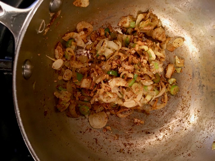 Cook the spices for a while before adding the tomatoes