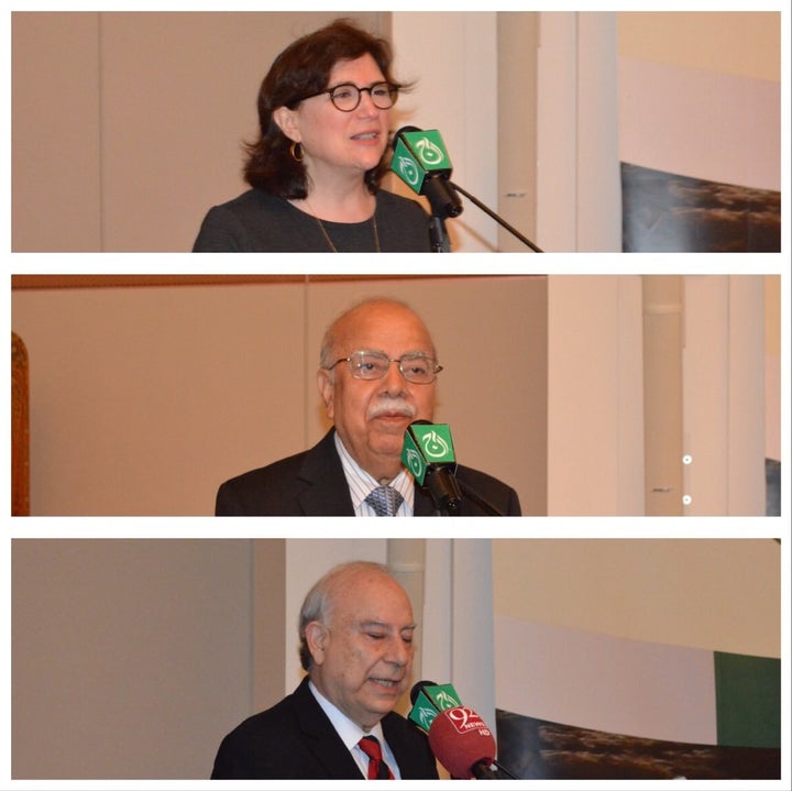 From Top: Rabbi Batya Steinlauf, Nanik Lahori, and Ambassador Akbar Ahmed deliver remarks on behalf of their respective faith