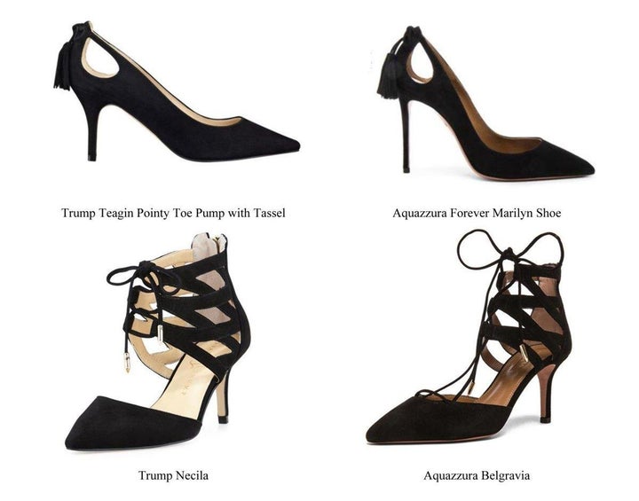 The Aquazzura trademark infringement lawsuit against Ivanka Trump compares other shoes originally designed and manufactured by the Italian company to those sold by Trump under other names.