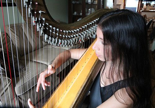 <p><strong>She finds playing the harp calming and fulfilling.</strong></p>