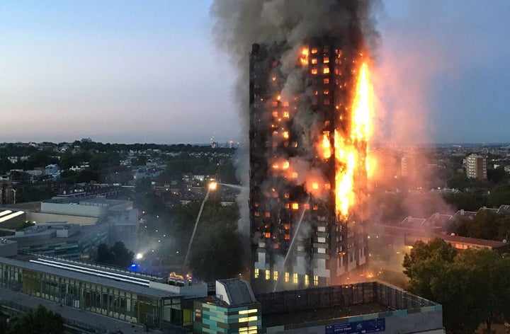 The fire breaks out at Grenfell Tower