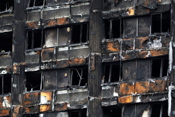 The remains of Grenfell Tower in north Kensington, London. 