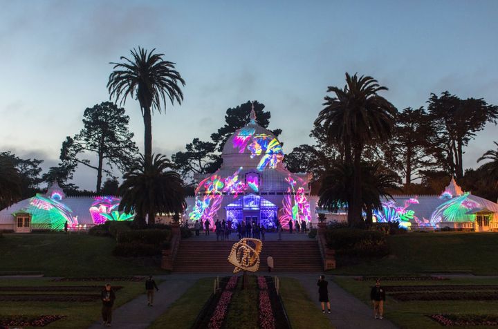 Summer of Love 50th Anniversary Kicks off at the Conservatory of Flowers in Golden Gate Park with a light-show, June 21