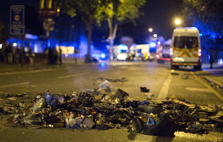 The aftermath of the clash on Forest Gate's Romford Road