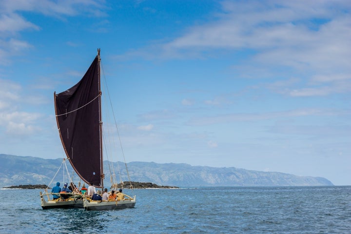 <p>The wa‘a sails toward its namesake, the islet of Wānana Pāoa that marks the boundary between the moku of Waialua and Ko‘olauloa at Waimea Bay. This image was captured by photographer John Bilderback, who also <a href="https://www.amazon.com/gp/product/1938340698?ref%5F=smi%5Fwww%5Frco2%5Fgo%5Fsmi%5Fg2609328962&ie=UTF8&psc=1&pldnSite=1" target="_blank" role="link" rel="nofollow" class=" js-entry-link cet-external-link" data-vars-item-name="documented" data-vars-item-type="text" data-vars-unit-name="594f3f45e4b0c85b96c65a1a" data-vars-unit-type="buzz_body" data-vars-target-content-id="https://www.amazon.com/gp/product/1938340698?ref%5F=smi%5Fwww%5Frco2%5Fgo%5Fsmi%5Fg2609328962&ie=UTF8&psc=1&pldnSite=1" data-vars-target-content-type="url" data-vars-type="web_external_link" data-vars-subunit-name="article_body" data-vars-subunit-type="component" data-vars-position-in-subunit="2">documented</a> the Mālama Honua Worldwide Voyage. </p>