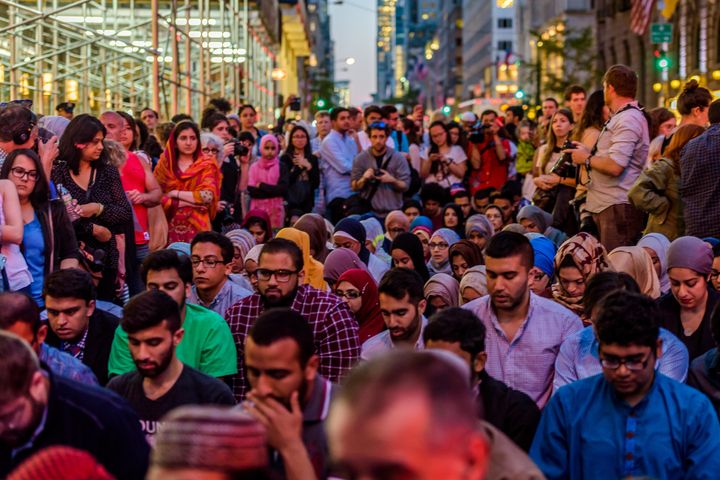Hundreds of New Yorkers held their own iftar celebration outside Trump Tower in earlier this month