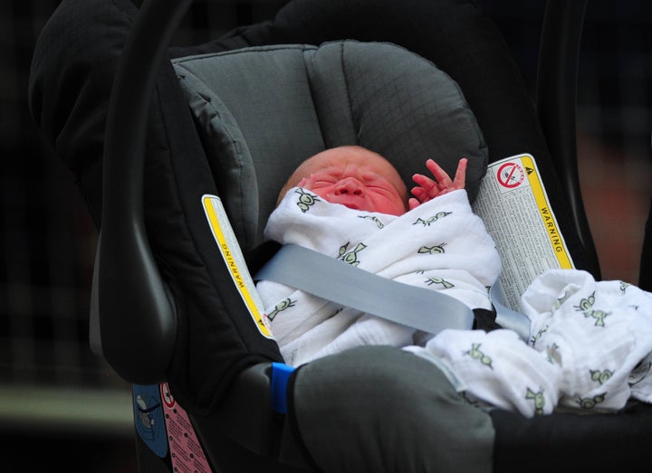 Prince George leaving the Lindo Wing of St. Mary's Hospital in London on July 23, 2013. 