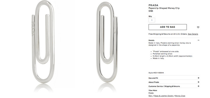 Prada Is Trolling Us All With This 185 Paperclip That Holds Money