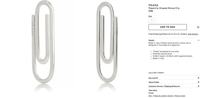 Prada Is Trolling Us All With This $185 Paperclip That Holds Money