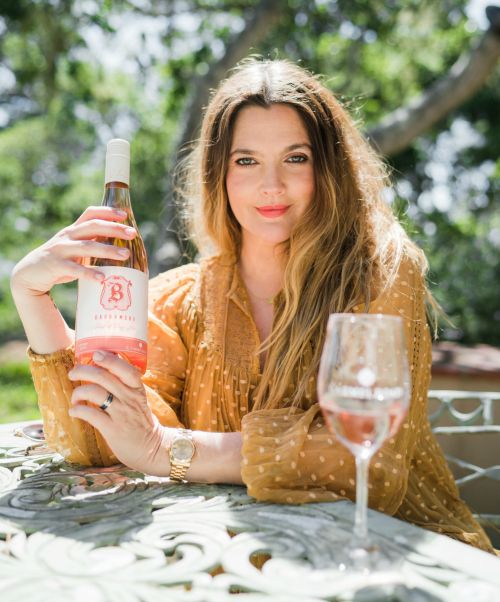 <p>Drew Barrymore and her Barrymore Rosé</p>
