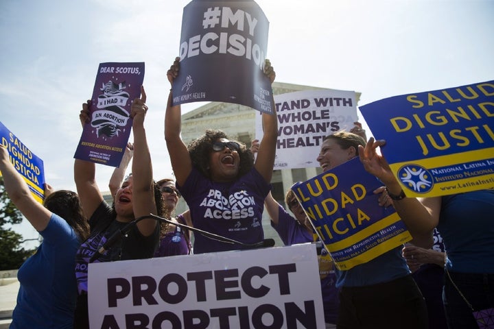 I celebrated the Whole Woman’s Health decision at the Supreme Court on Monday, June 27, 2016, with Renee Bracey Sherman (L, National Network of Abortion Funds), Bethany Van Kampen (R, National Latina Institute for Reproductive Health), and hundreds of other advocates.