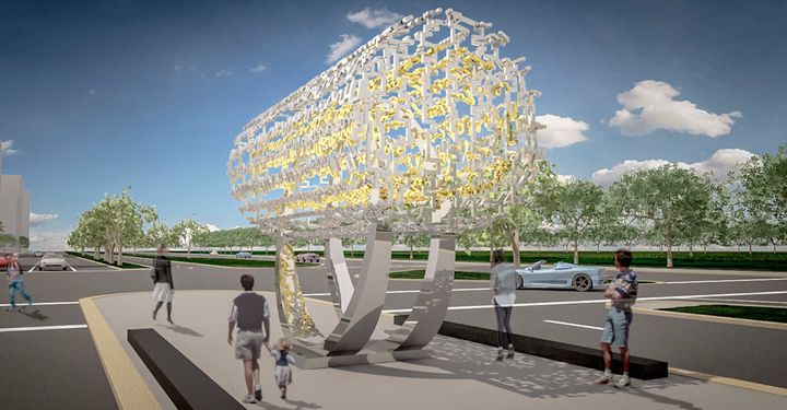 A rendering of the Freedom Sculpture to be unveiled as a public monument on July 4th in Los Angeles. 