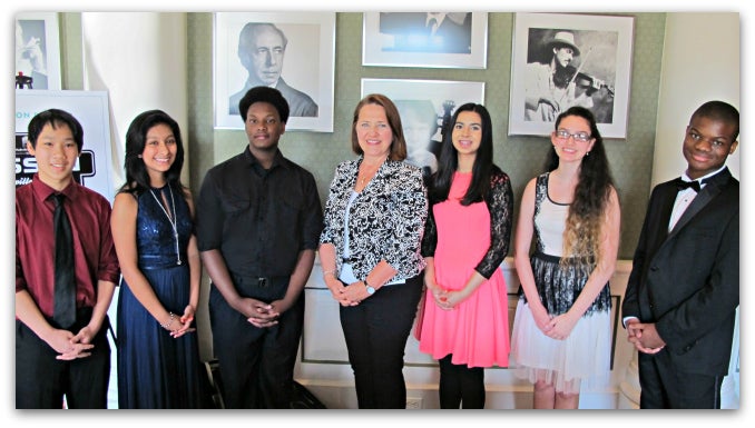 Accelerando Spring Recital student performers: Antonio Thai, Emily Martinez-Perez, Cedric Quinn, Nissan’s Vicki Smith, Aalia Hanif, Isabel Evernham and Bernard Ekwuazi.