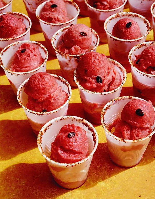 Spicy watermelon sorbet.