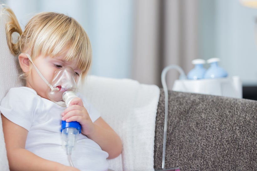 Girl receives breathing treatment. A healthier and happier alternative would be to prevent air pollution.