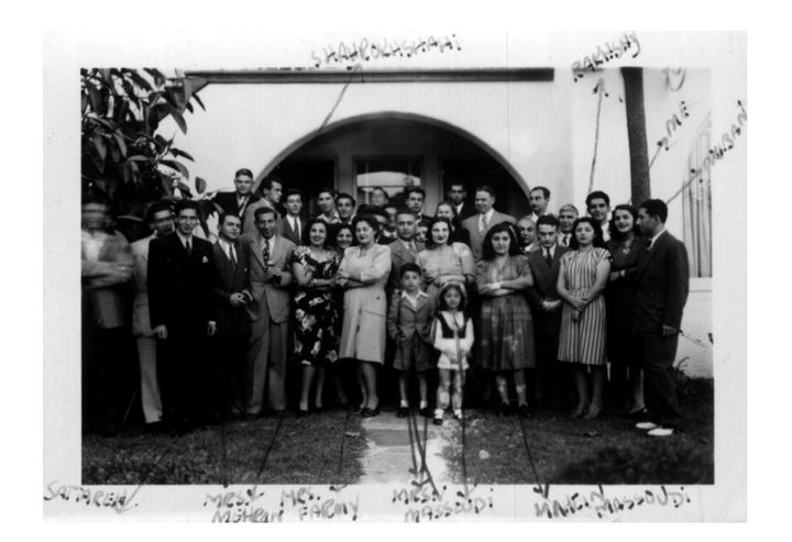 The Iranian American community in Los Angeles, 1951. My aunt, Dr. Lailee Bakhtiar, is standing in the far right beneath the arrow that says “ME.”