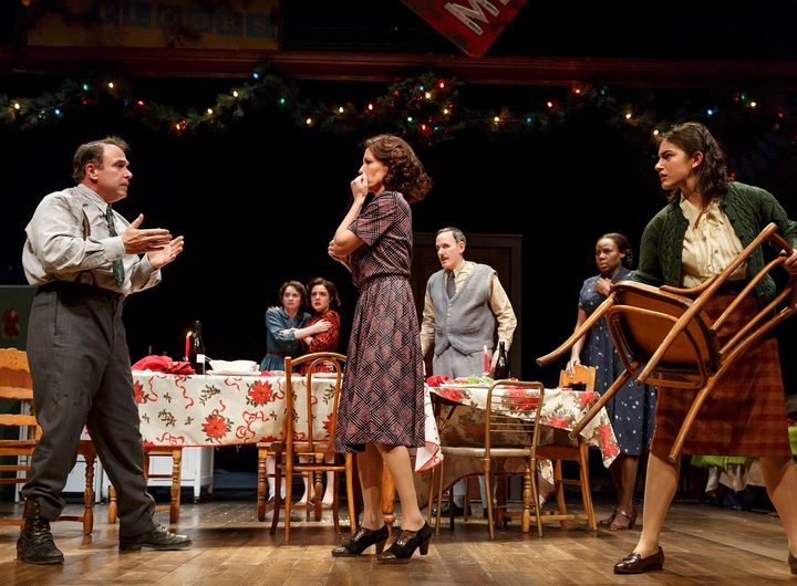 MIchael Rispoli, Alyssa Bresnahan and Lilli Kay (foreground) with the cast of Napoli, Brooklyn