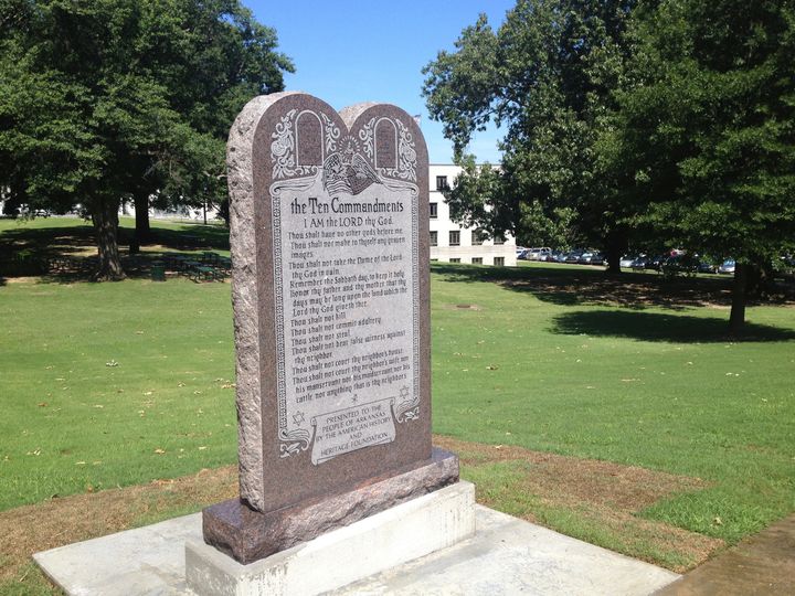 A monument of the Ten Commandments on the grounds of the state Capitol in Little Rock, Arkansas, was destroyed Wednesday less than 24 hours after it was installed.