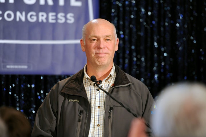 Montana Rep. Greg Gianforte (R) delivers his victory speech on May 25, the day a Sinclair Broadcasting Group exec donated $1,000 to his campaign. 