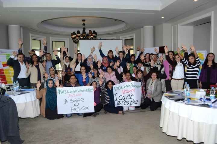 Members of the Arab Regional Network on Women, Peace and Security show their solidarity with the Black Lives Matter protestor
