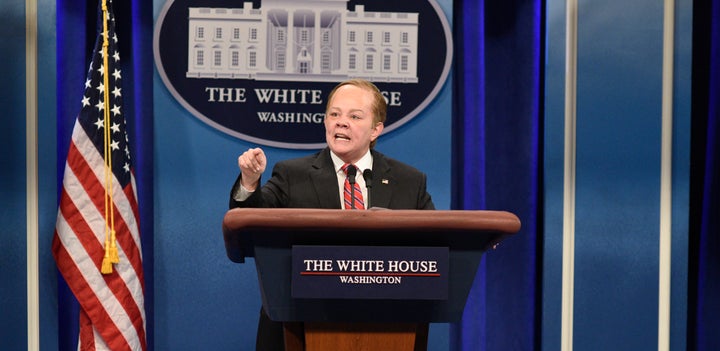 McCarthy playing White House Press Secretary Sean Spicer on SNL. 
