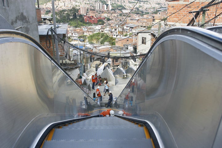  Escalators move tens of thousands of people in Medellin, bringing disconnected neighbourhoods into the fold. 