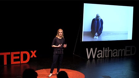 Dr. Boger giving her TEDx talk on pediatric anxiety