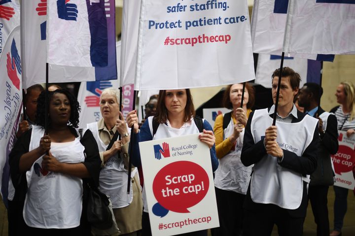 Nurses marching on Whitehall.