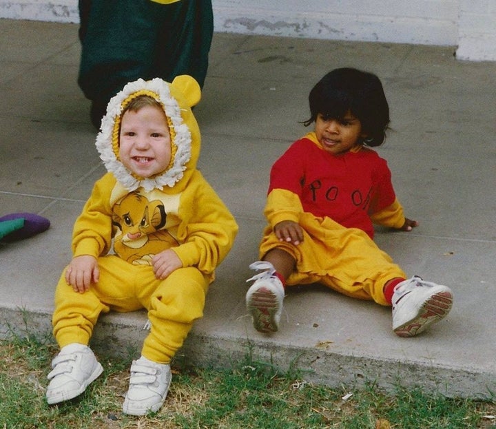 Little Laura and Matt, dressed as Pooh and Simba. 