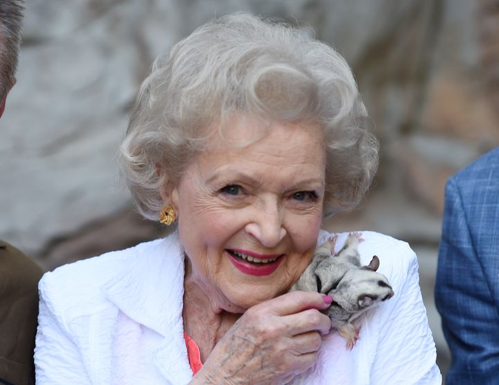 Will you just look at Betty White holding this sugar glider?