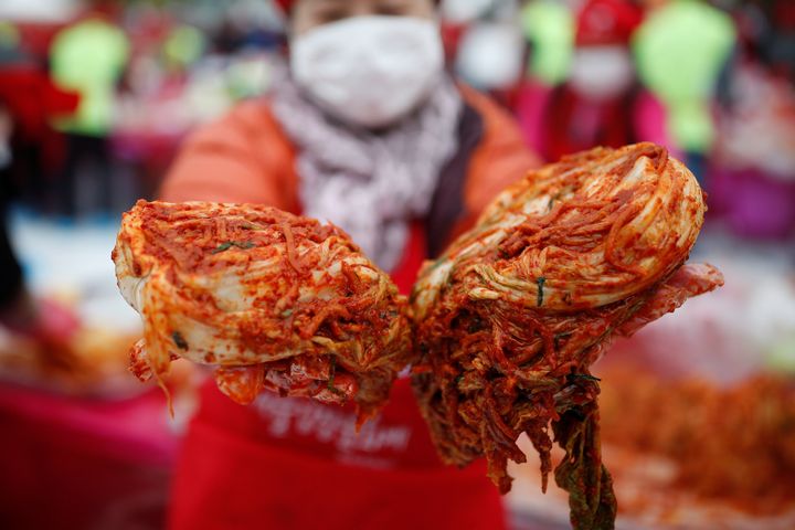 Traditional kimchi presented at the Seoul Kimchi Festival in South Korea.