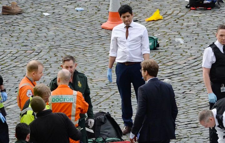 Dr Jeeves Wijesuriya stands by after treating Westminster attacker Khalid Masood and his victim PC Keith Palmer