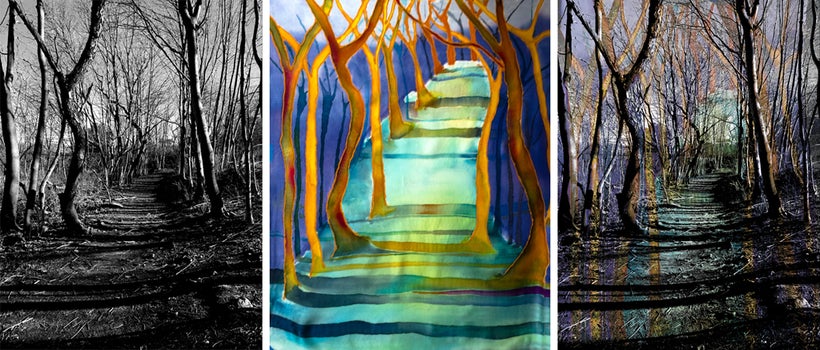 Wymanwoods Silk Painting Collaborative Collage.