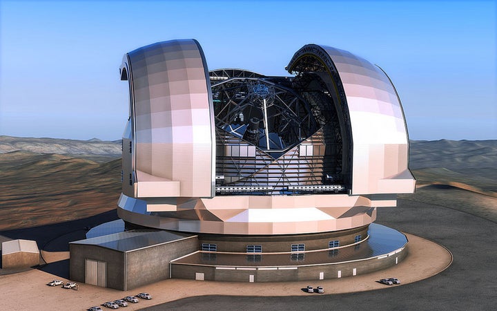 An artist’s impression shows the European Extremely Large Telescope (E-ELT) which uses CODEX as an optical, very stable, hig