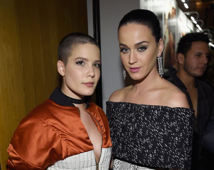 Halsey (left) has suggested that Katy Perry's "I Kissed A Girl" promoted the idea of "bisexuality as a taboo." 
