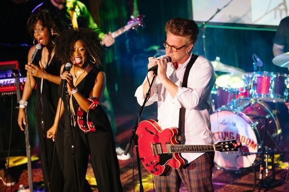 Scarborough live at NYC’s The Cutting Room. l-r: Tanesha Gary, Rosalind Brown, Joe Scarborough