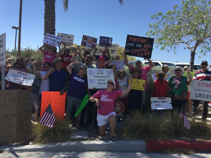 Rallying outside Senator Dean Heller’s Las Vegas office