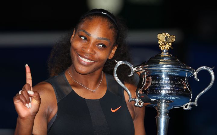 Serena Williams after winning the Women's Singles Final in the 2017 Australian Open. 