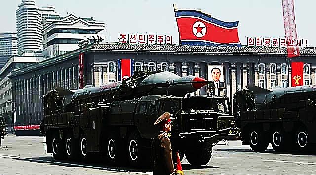 A North Korean Nodong-1 missile on parade in Pyongyang. 