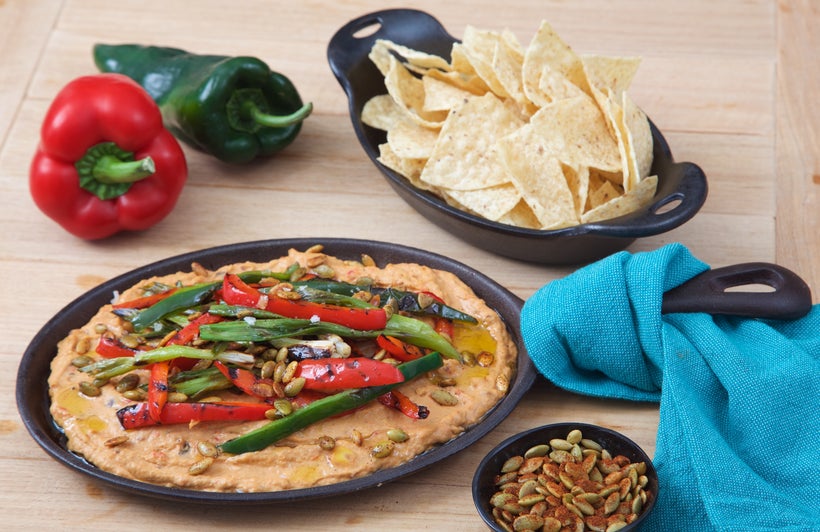 Grilled Fajita Dip with Chipotle Toasted Pumpkin Seeds