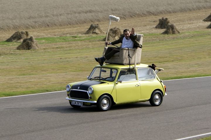 <p>Mr Bean demonstrates his unusual driving style</p>