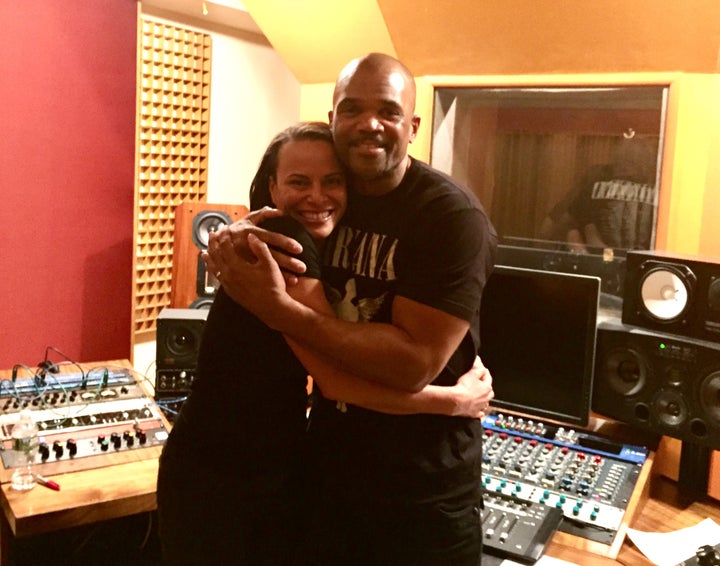 <p>DMC and April recording at Mercy Sound Studio</p>