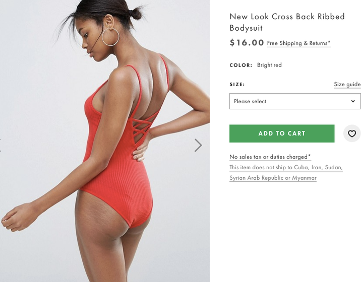 New look cross back ribbed bodysuit, $16 at Us.asos.com